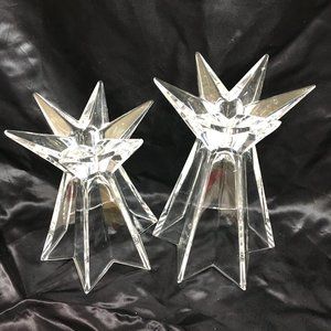 Starburst Glass Candlesticks Set of Two